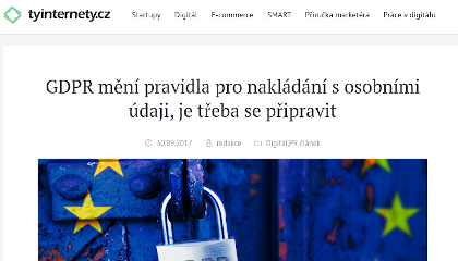 Ukázka publikace článku o GDPR