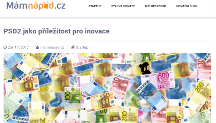 Ukázka publikace článku o PSD2