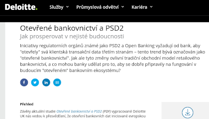 In-house realizace dopadové stránky PSD2 na deloitte.com